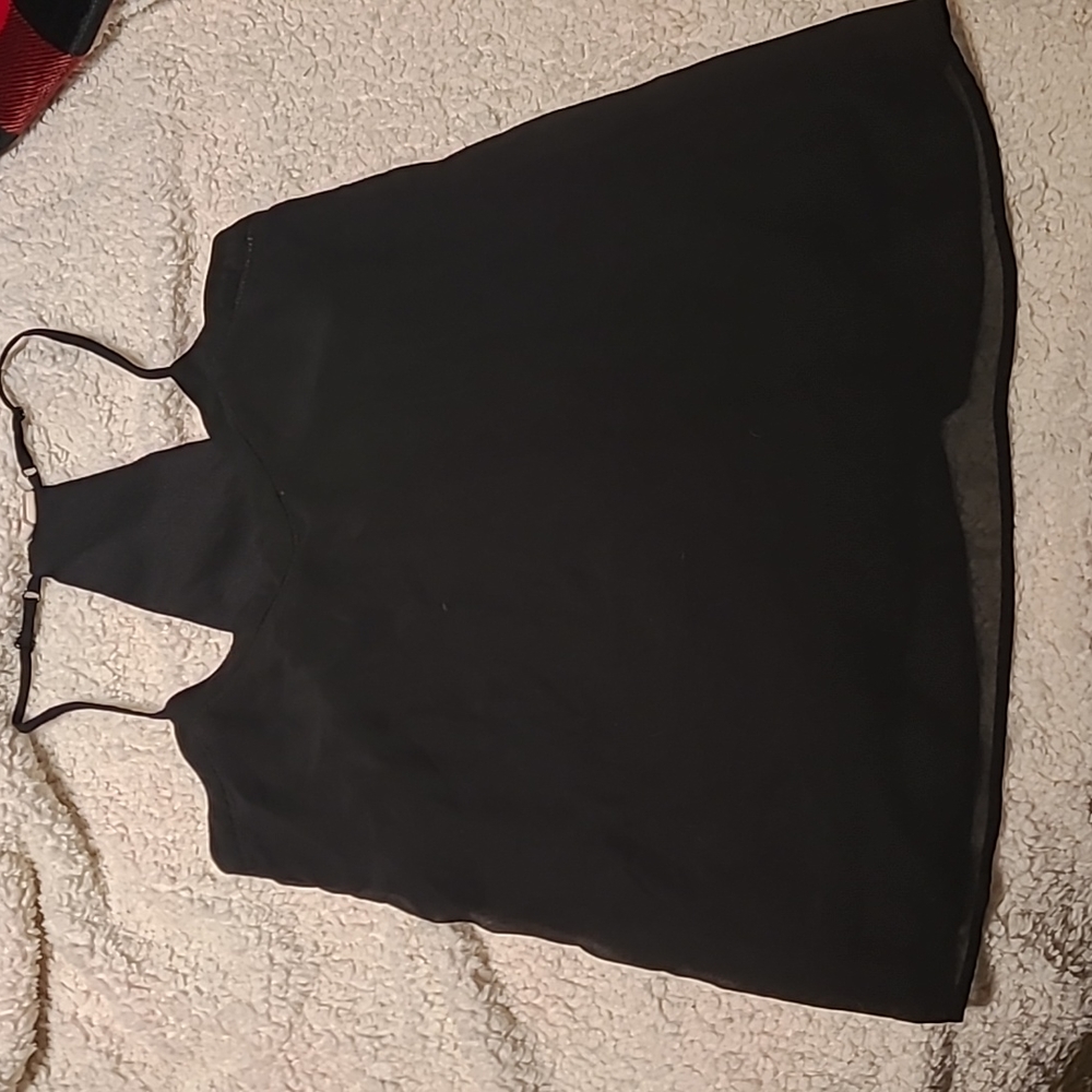 Adjustable strap racer back sheer tank top